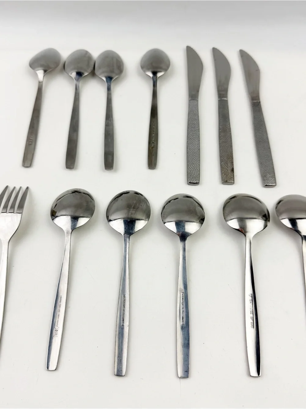 Vtg United Airlines Stainless Steel ABCO THL Fish Scale 13 pc Cutlery Spoon Fork